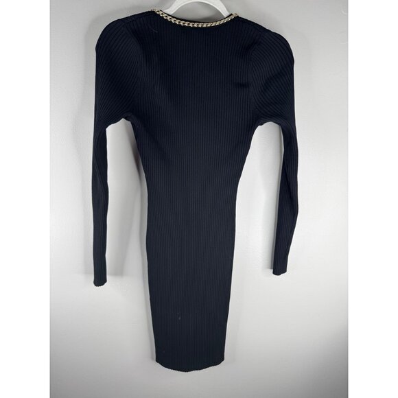 Generation Love Black Ribbed Dolly Chain Sweater Mini Dress Size S NWT Stretch - Picture 4 of 4